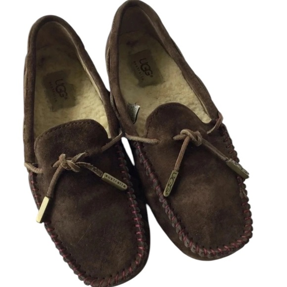 Ugg Dakota espresso slippers drivers dark brown suede shearling Size 6 - Picture 10 of 10